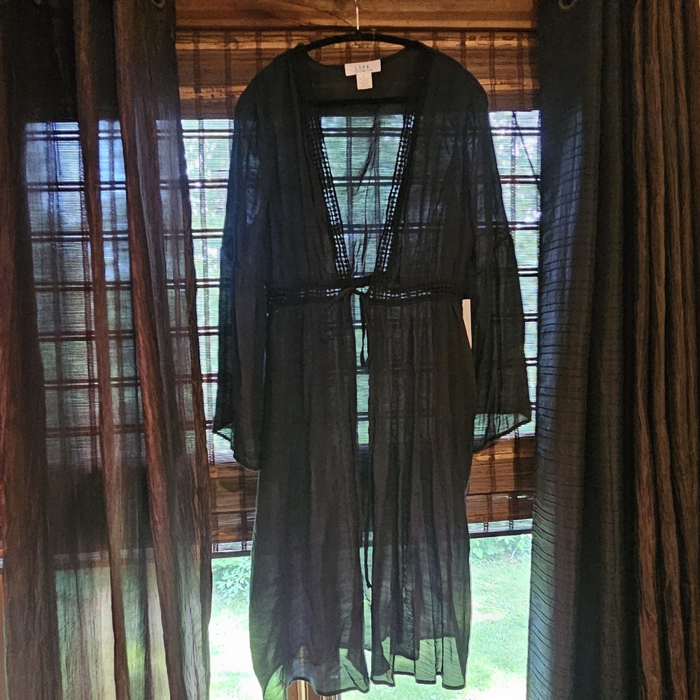 Elegant Black Swim Coverup with Sheer Fabric